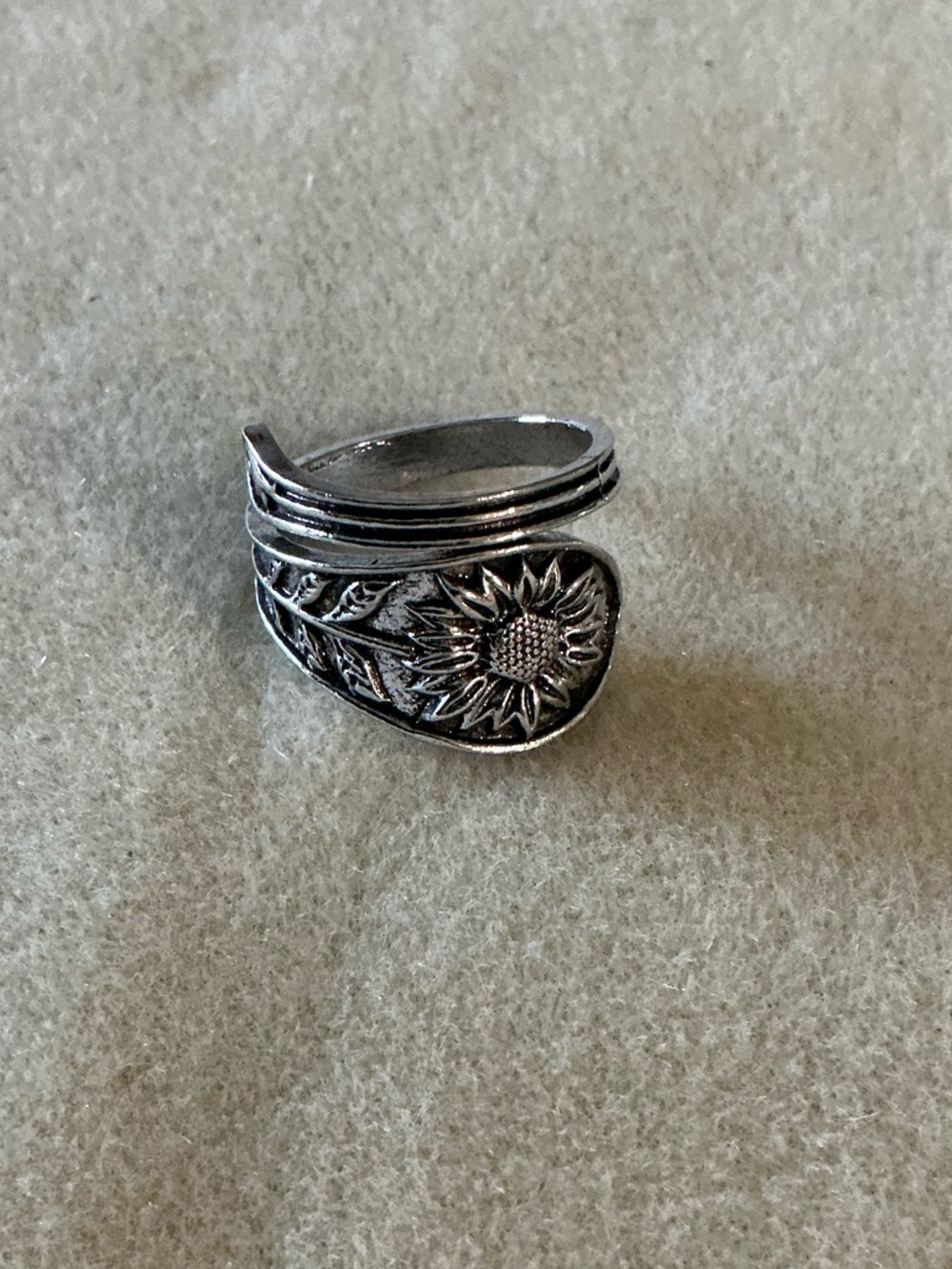 Sterling-Style Sunflower Wrap Ring in Silver